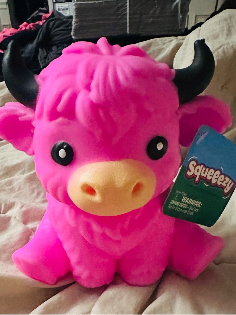 Pink Plush Yak Toy - Soft Squeeze Fun for Kids